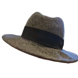 Scala Gray Hand Made 100% Wool Fedora Hat One Size Black Trim